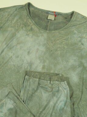 Alembika Womens M Top & Womens 3 (10-12) Bottom Set Green Flowy Oversized Soft
